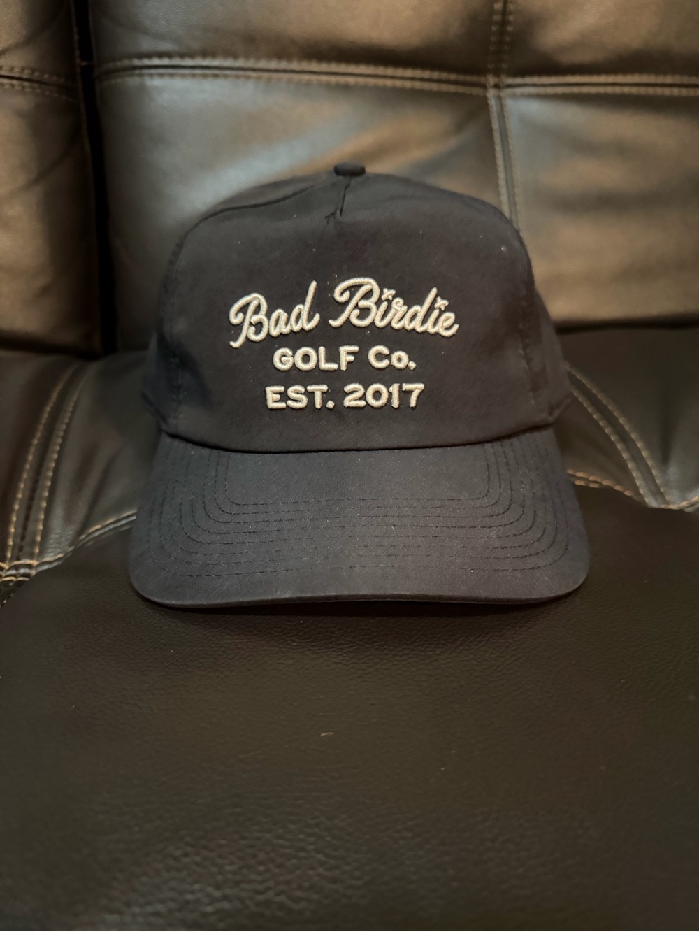Bad Birdie Black Hat with Off White Embroidery